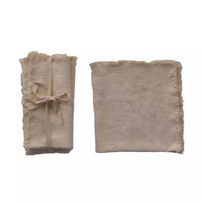 Linen Blend Napkins with Fringe Trim, Set of 4 | Bridal Shower Myla Wagstaff & Kaleb Oswalt