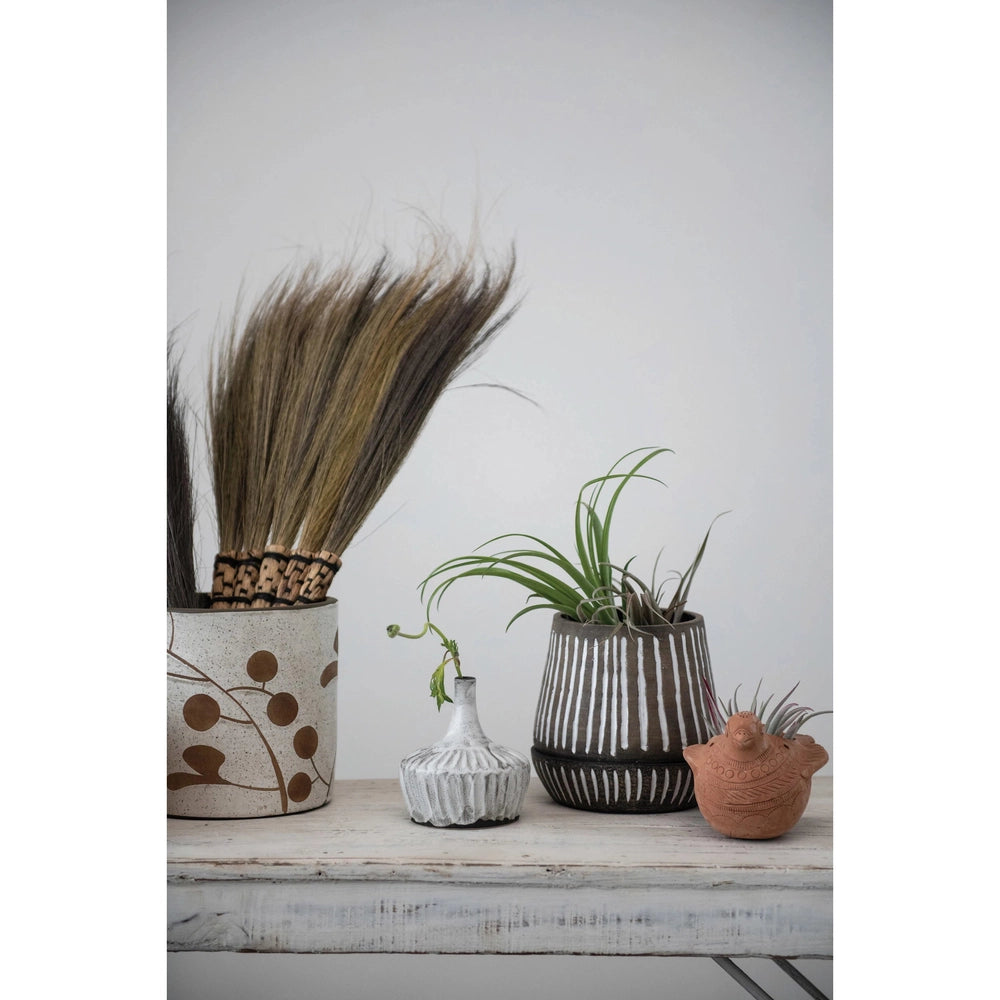 Stoneware Fluted Vase, Distressed Reactive Glaze
