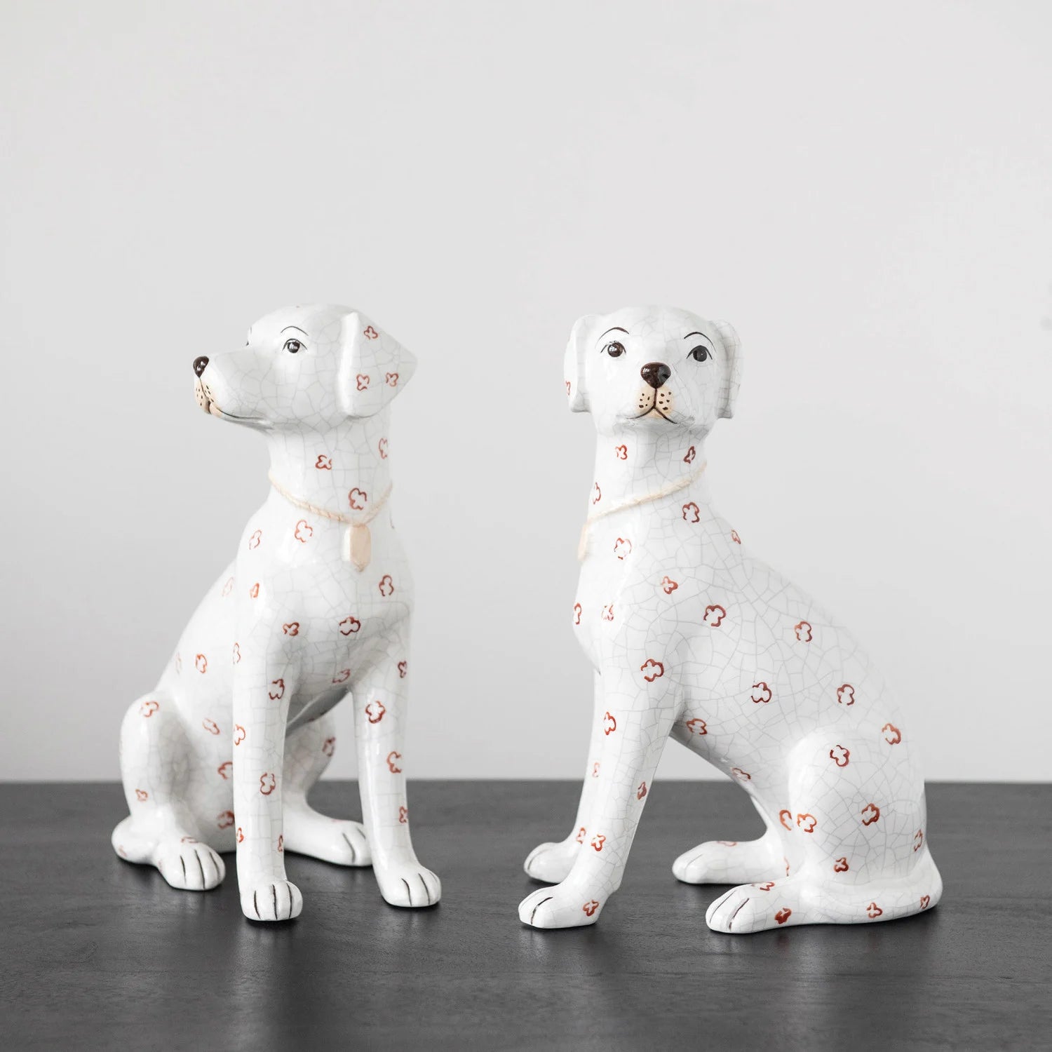 Hand-Painted Ceramic Dog, Crackle Finish, 2 Styles
