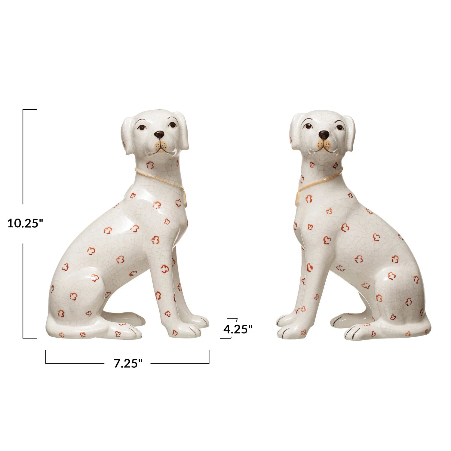 Hand-Painted Ceramic Dog, Crackle Finish, 2 Styles