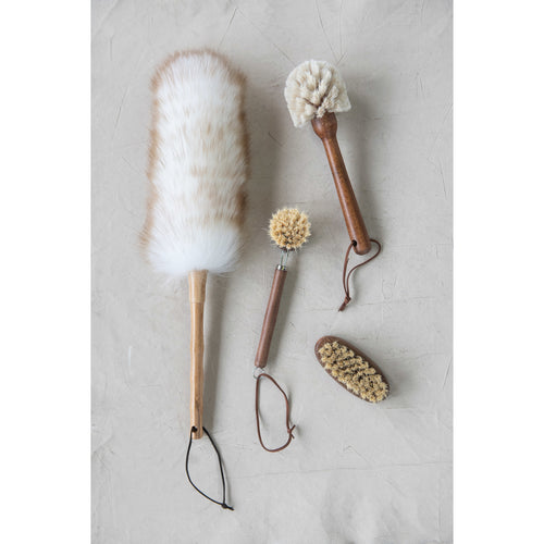Beech Wood Brush with Leather Tie