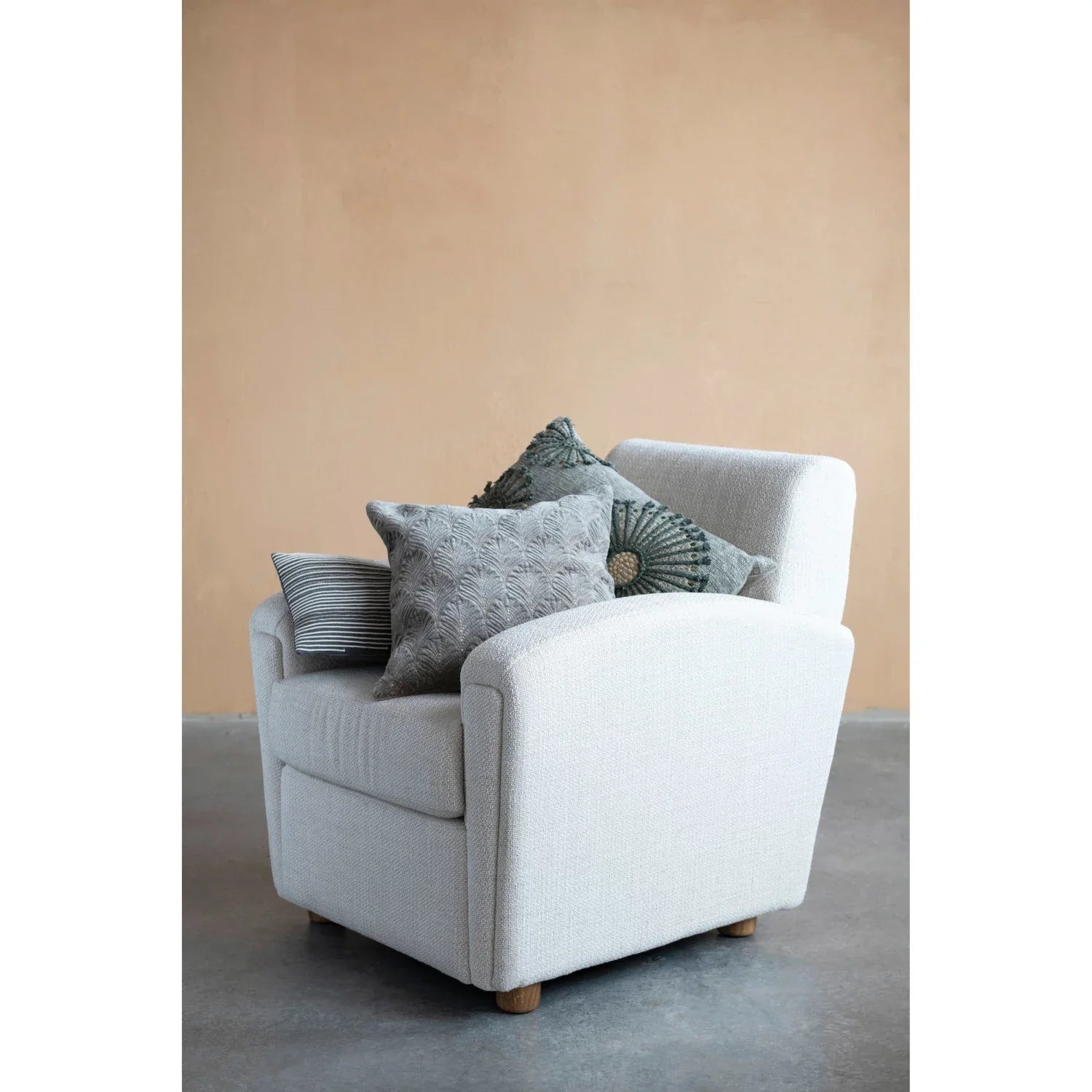 Cotton Pillow with Embroidery, Applique and Chambray Back