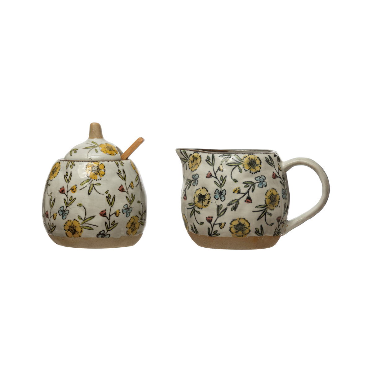 10 oz. Hand-Painted Stoneware Sugar Pot with Lid
