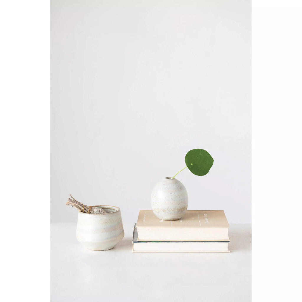 Stoneware Planter, Reactive Glaze