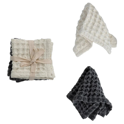 Cotton Waffle Weave Dish Cloths w/ Loops, Set of 2