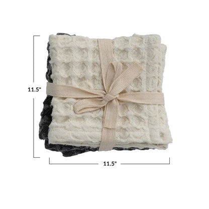 Cotton Waffle Weave Dish Cloths w/ Loops, Set of 2