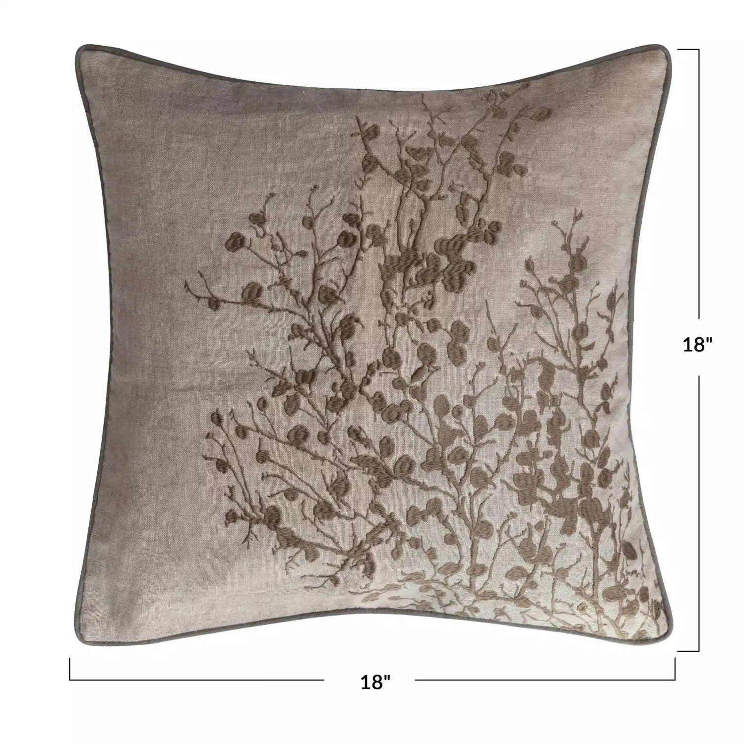 Linen & Cotton Pillow with Embroidery & Piping