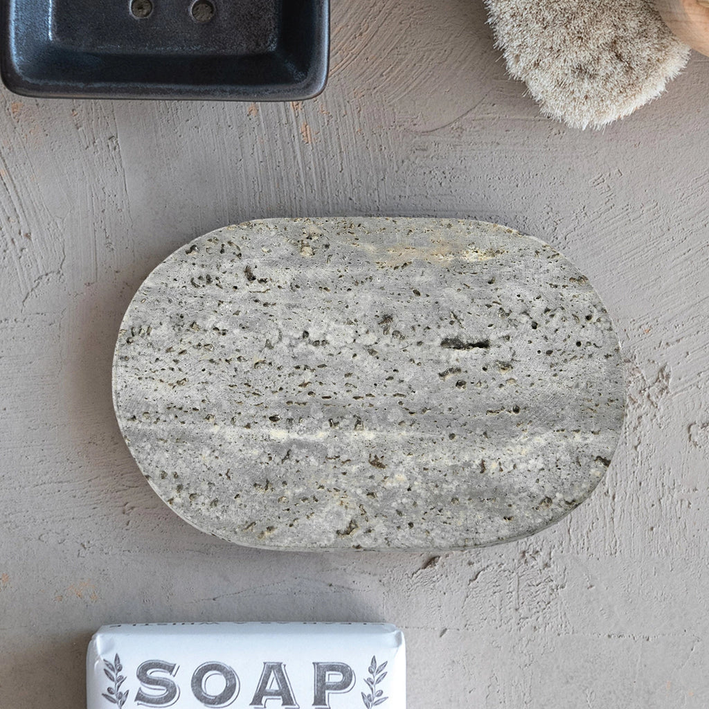 Oval Travertine Soap Dish