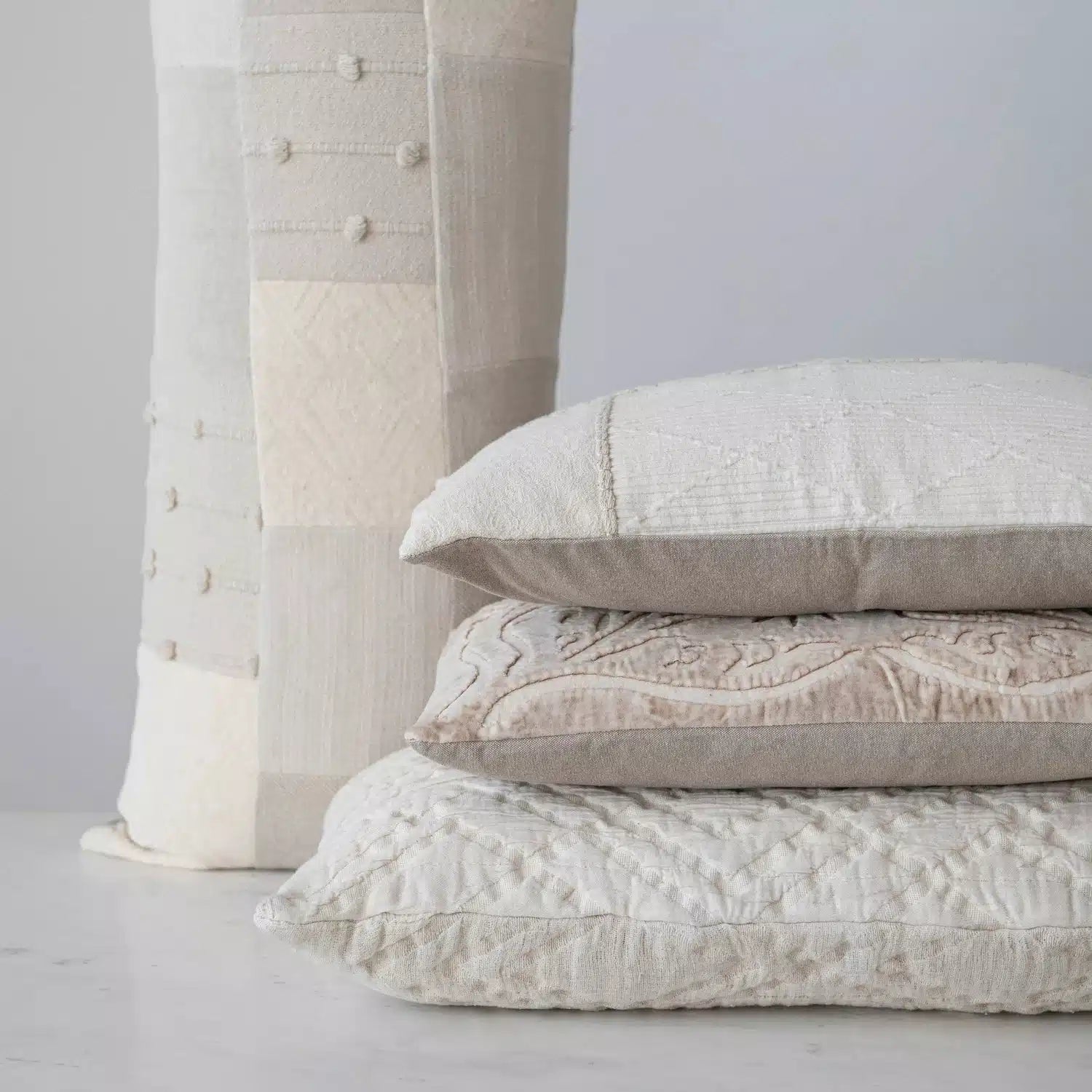 Woven Cotton Jacquard Lumbar Pillow