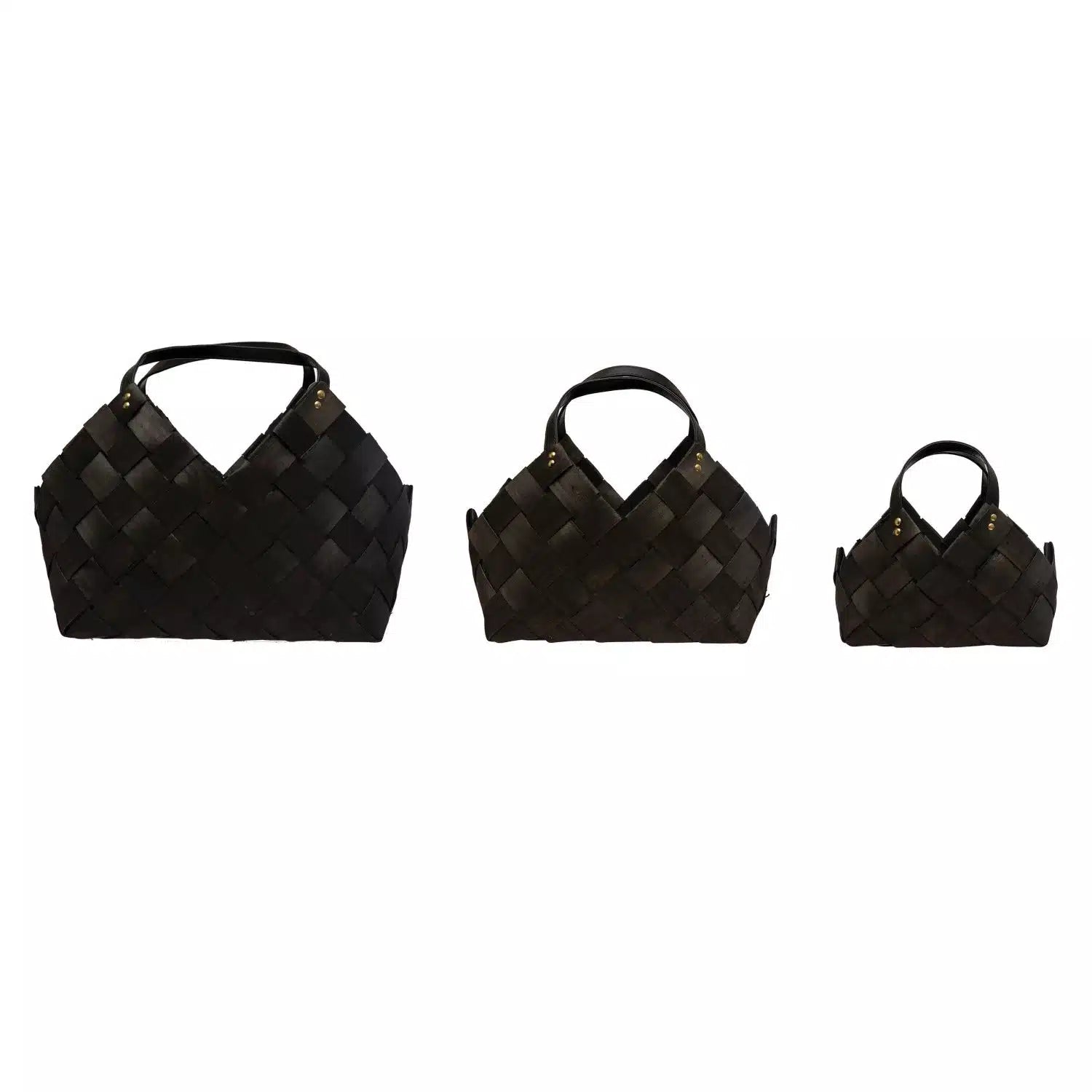 Woven Baskets with Handles, Black