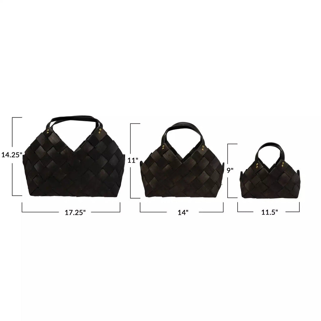 Woven Baskets with Handles, Black