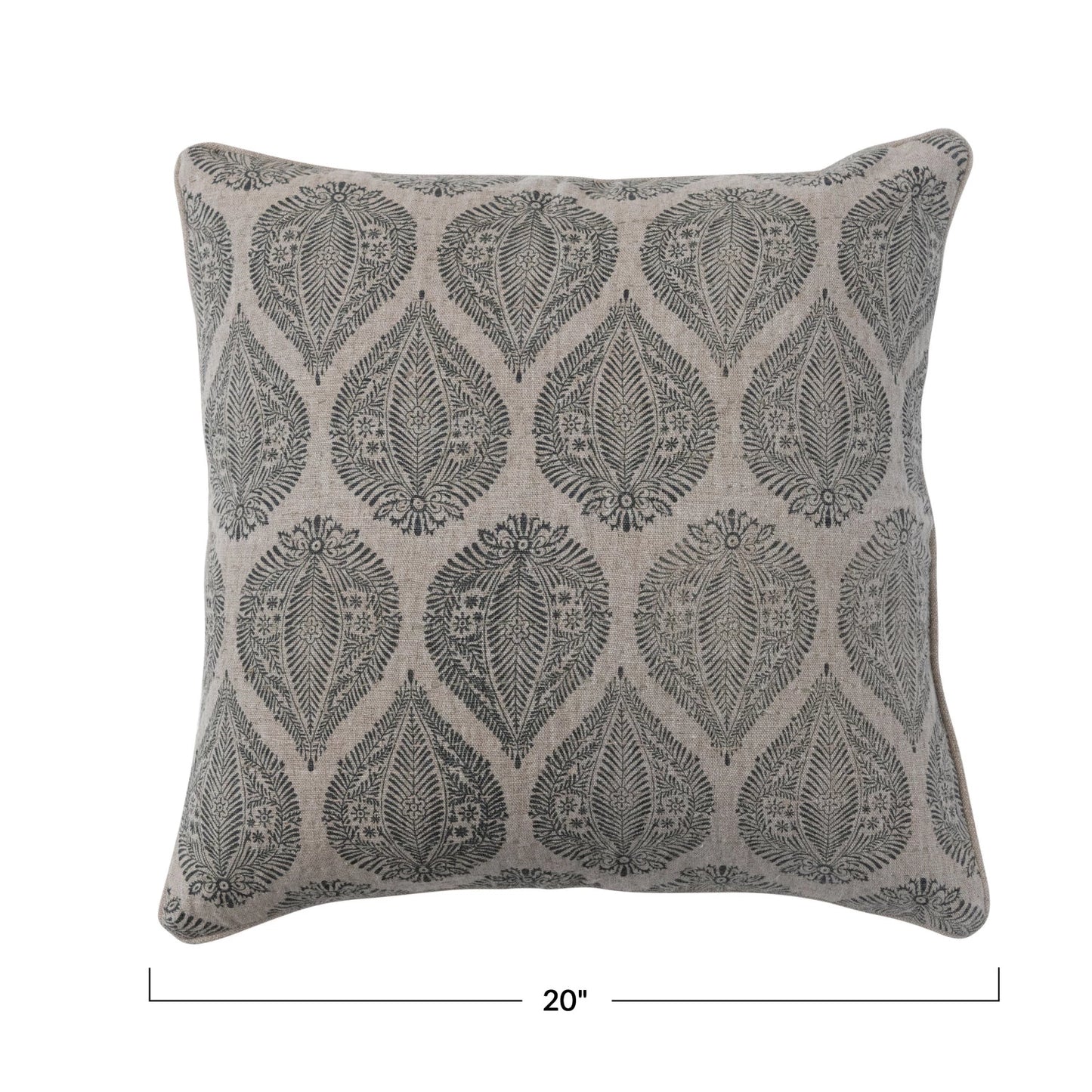Square Linen & Cotton Pillow w/ Kantha Stitch