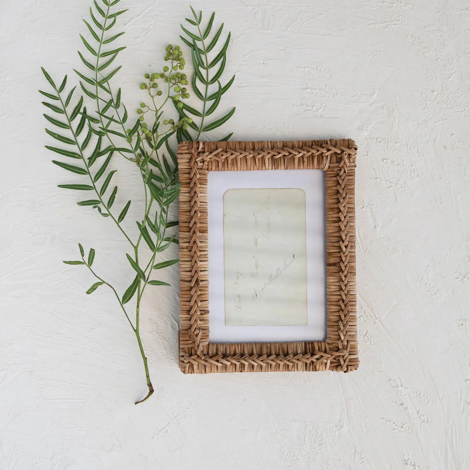 Hand-Woven Rattan Photo Frame, Natural (Holds 5" x 7" Photo) | Bridal Shower Sydnee Allen and Richard Busby