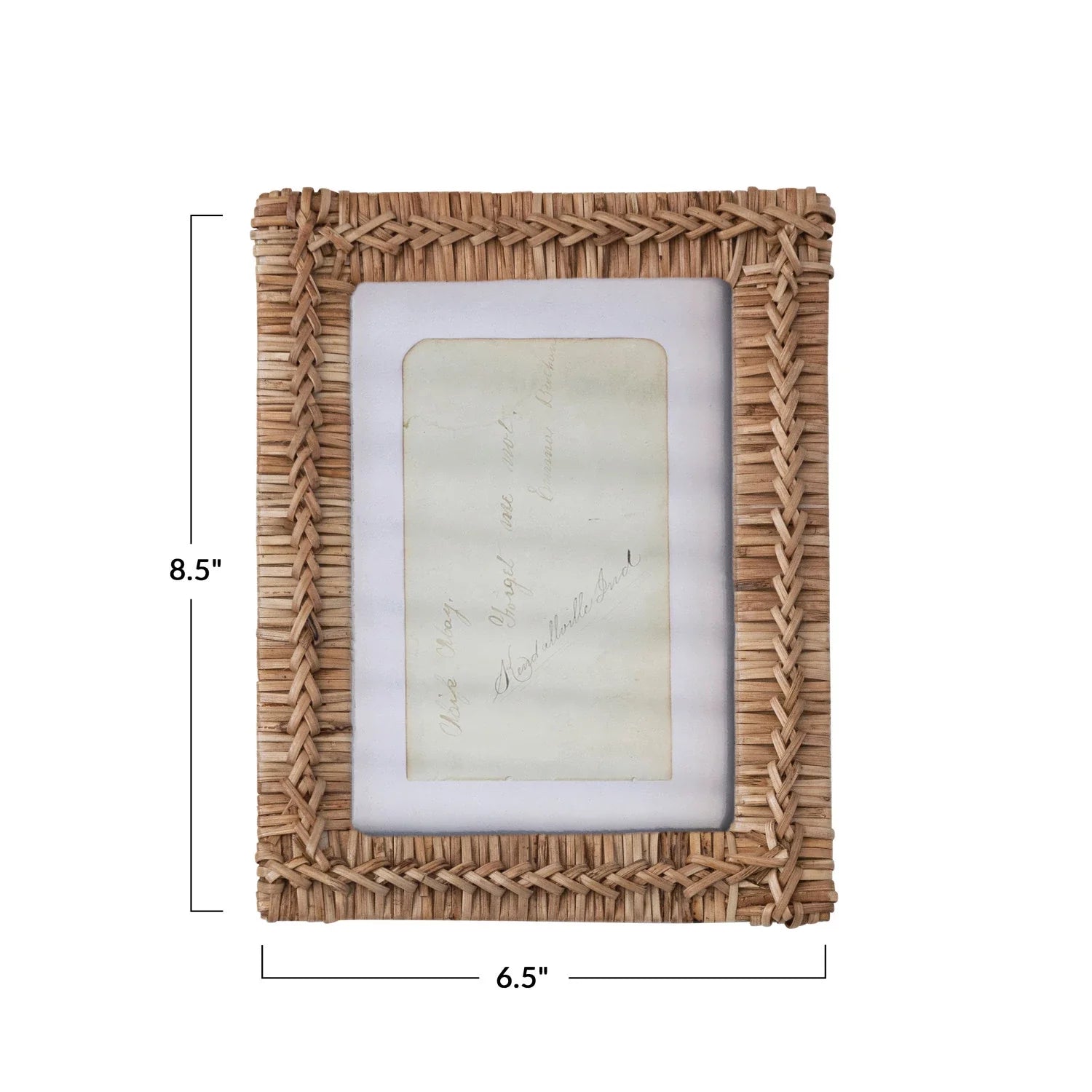 Hand-Woven Rattan Photo Frame, Natural (Holds 5" x 7" Photo) | Bridal Shower Sydnee Allen and Richard Busby