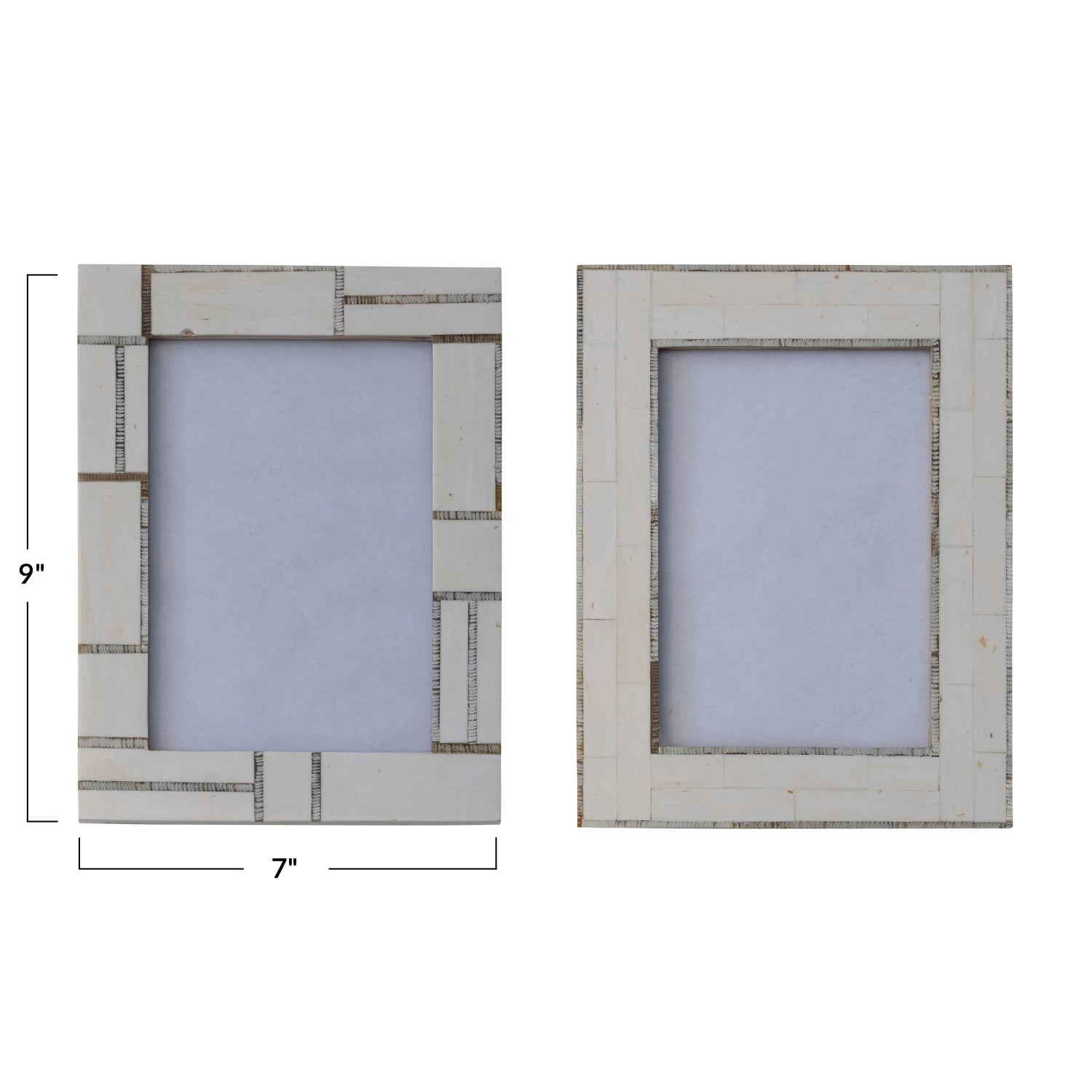 Resin Photo Frame w/ Horn Inlay, Ivory Color, 2 Styles