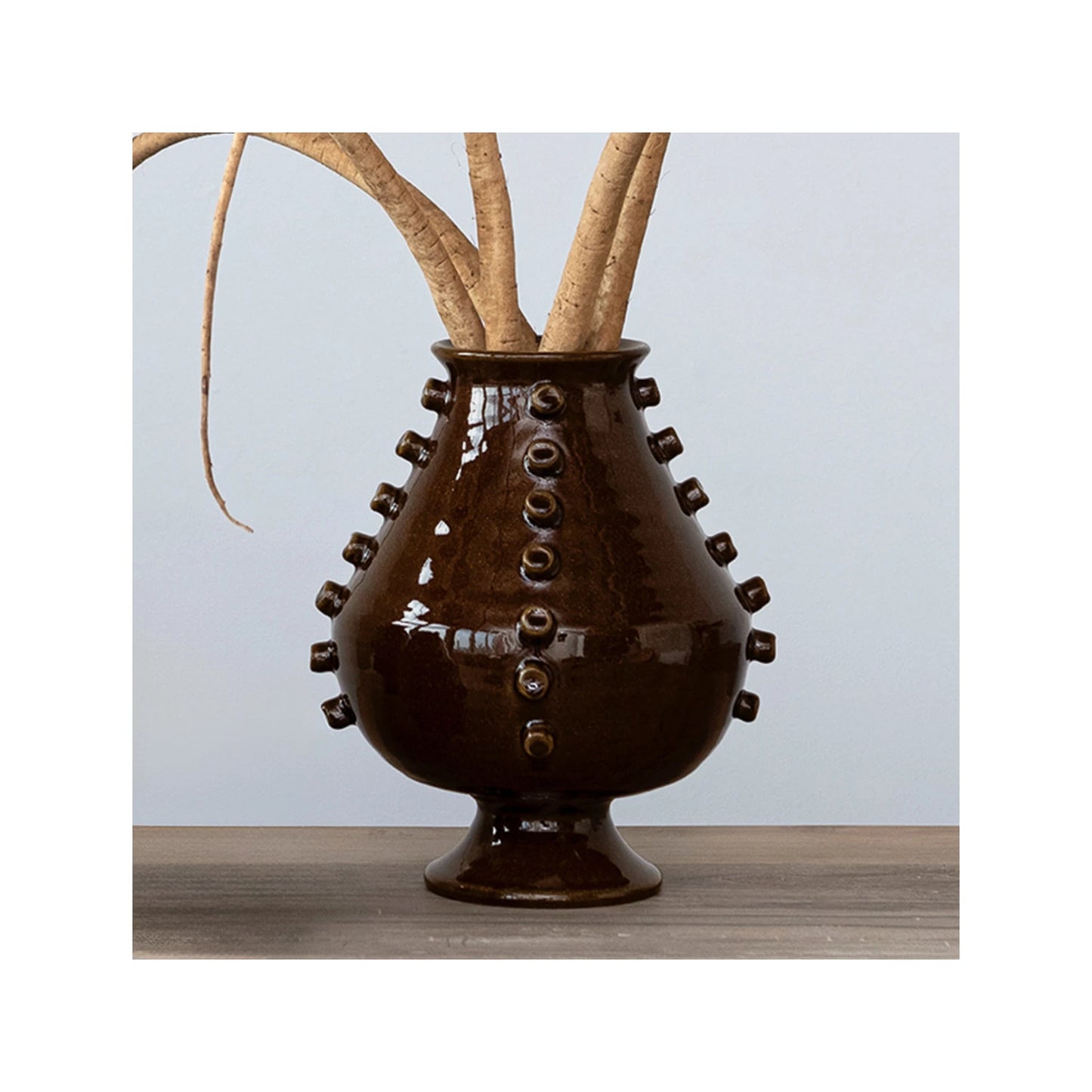 Terra-cotta Footed Vase w/ Hobnails