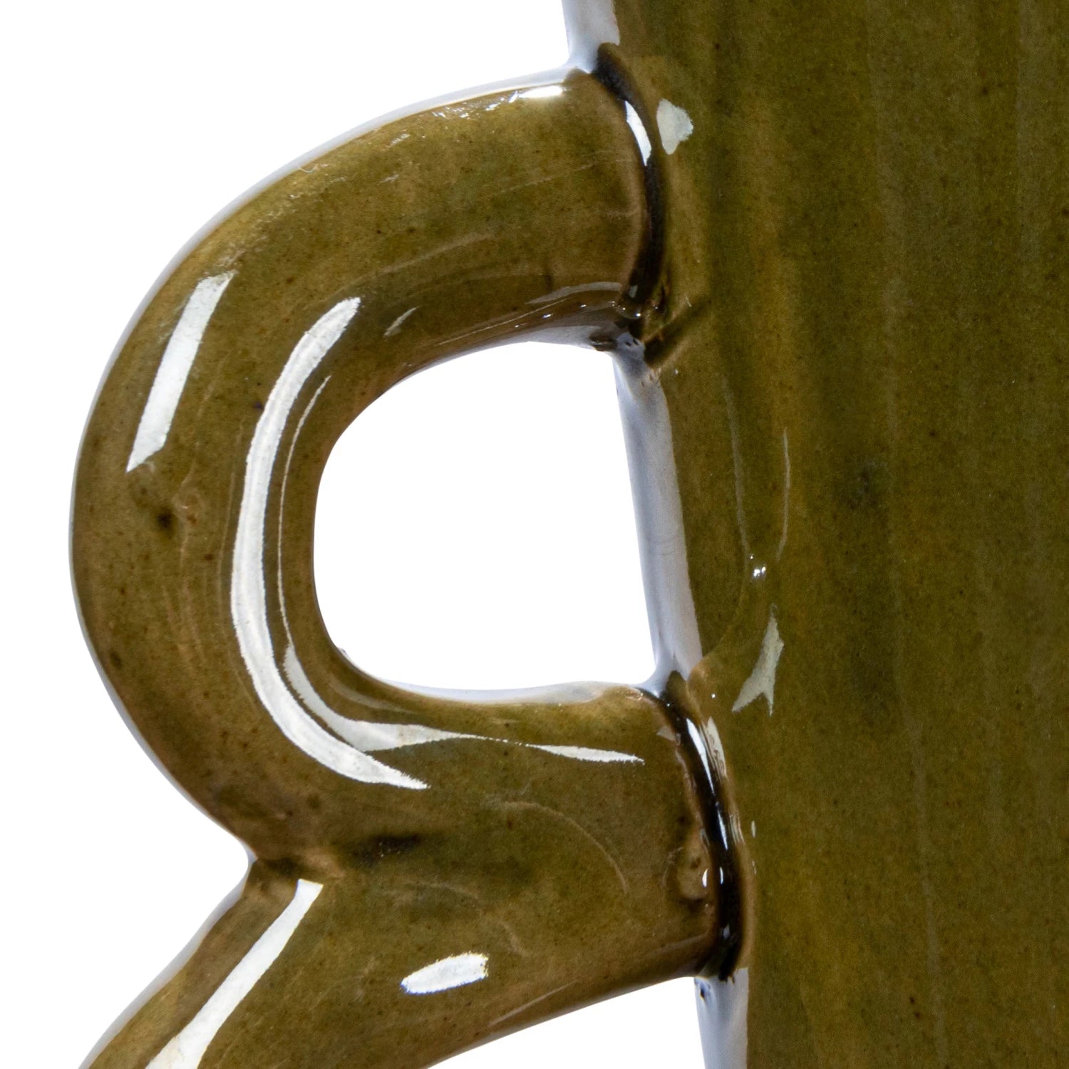 Stoneware Vase w/ Handles, Olive Green