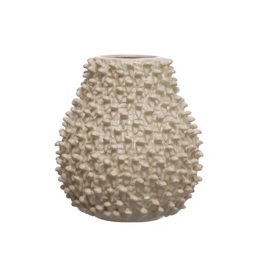 Embossed Stoneware Formed Vase