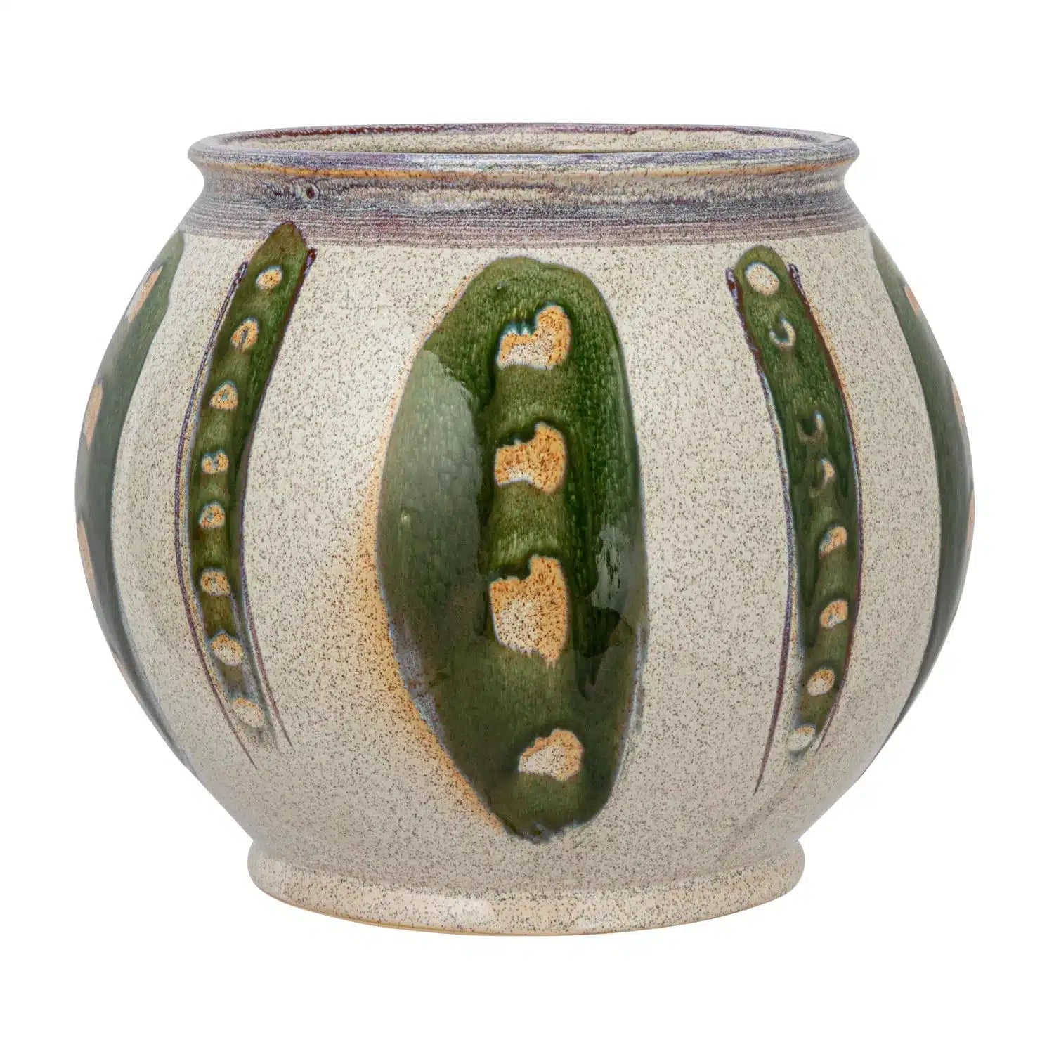 Hand-Painted Stoneware Planter