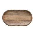 Hand-Carved Mango Wood Tray w/Wood Beads & Gold Finish