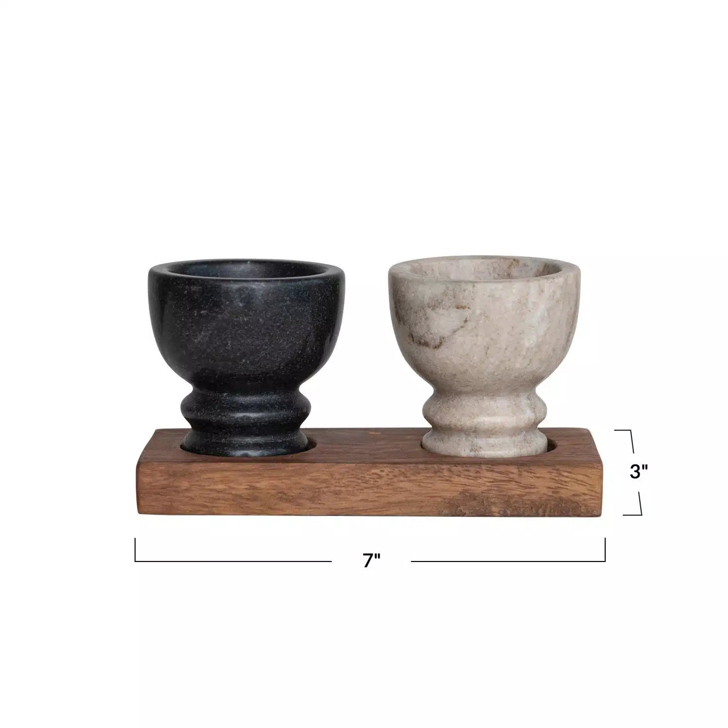 Mango Wood Tray w/2 Marble Bowls