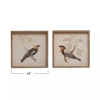 Wood Framed Glass Wall Décor w/ Bird, 2 Styles