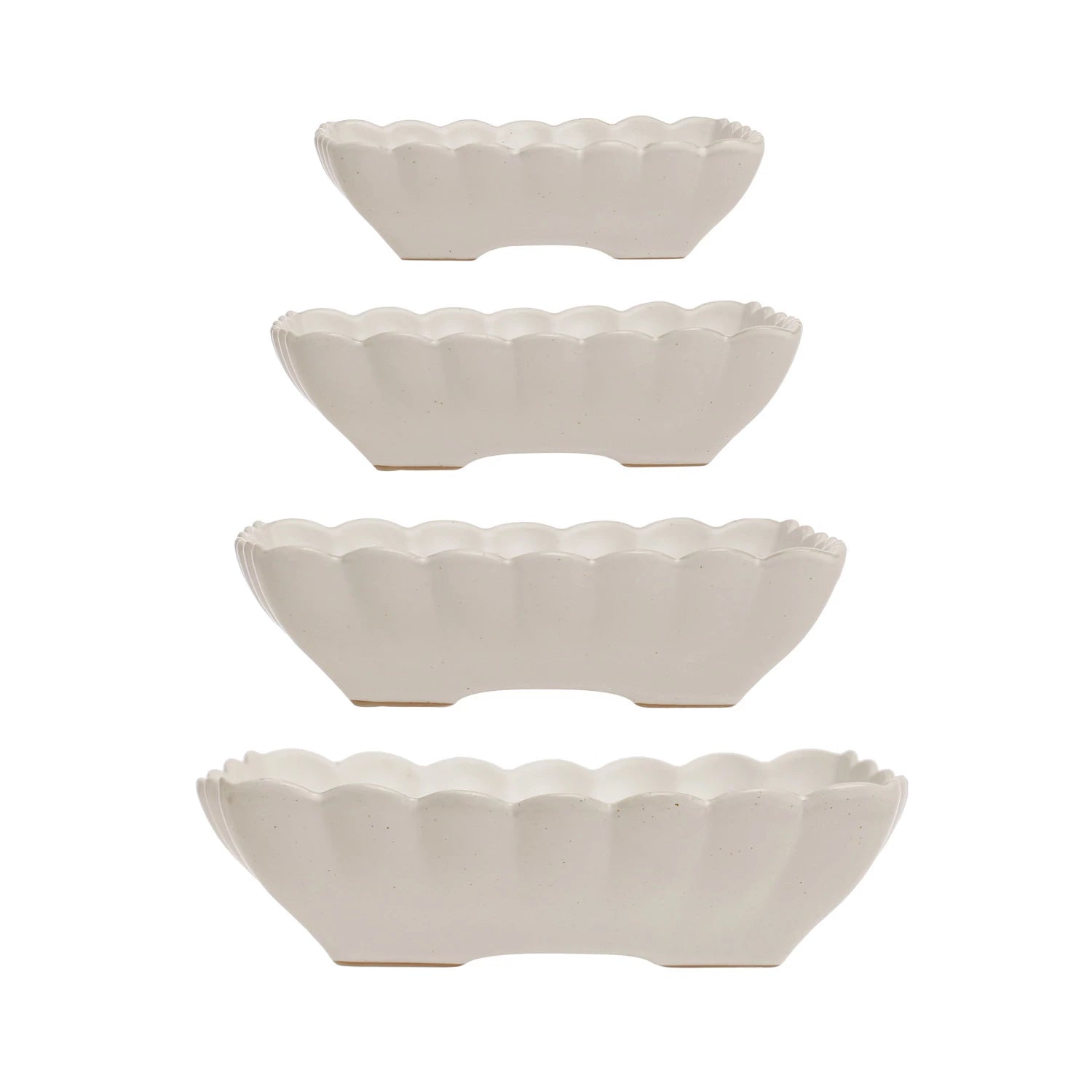 Stoneware Serving Dishes w/ Scalloped Edge