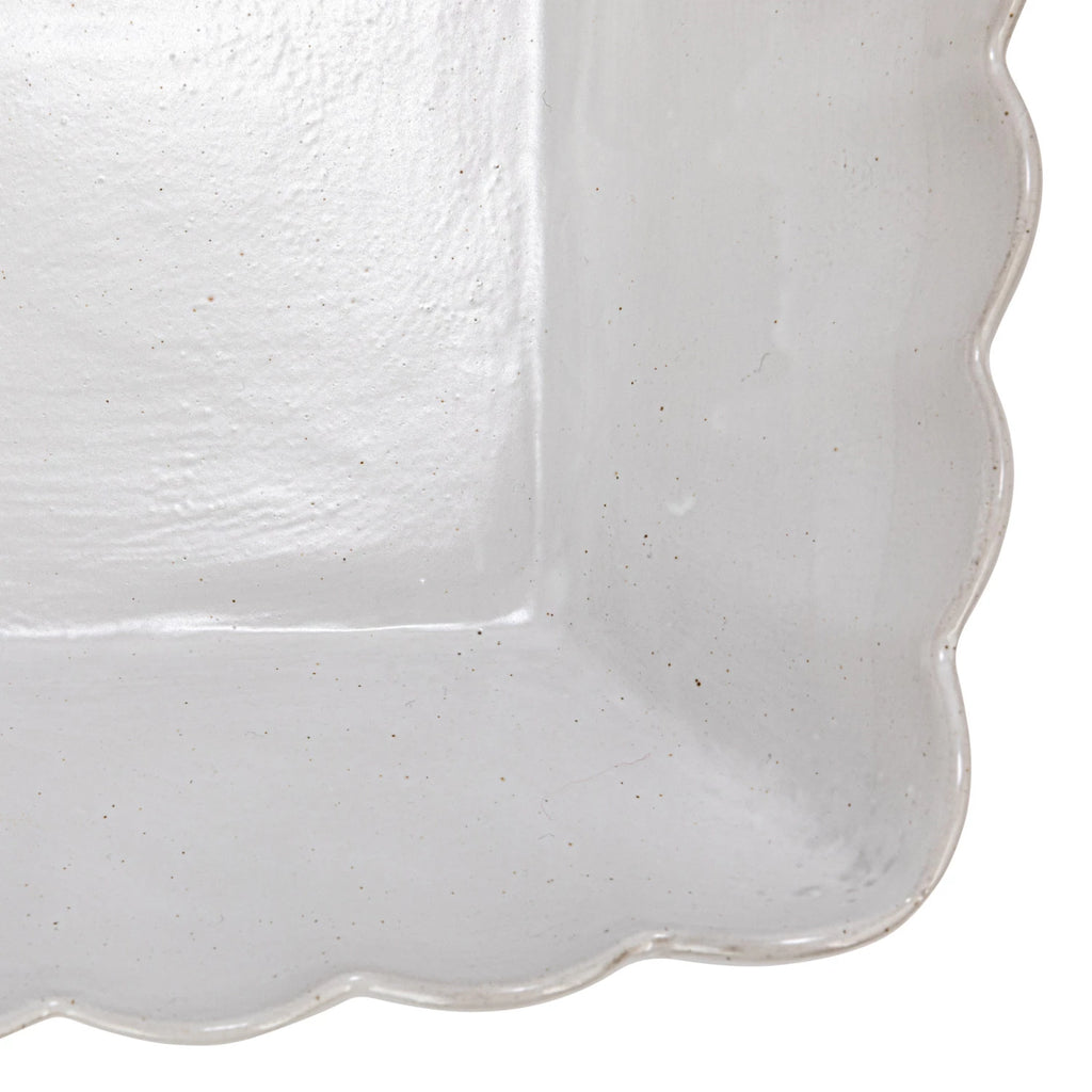 Stoneware Serving Dishes w/ Scalloped Edge