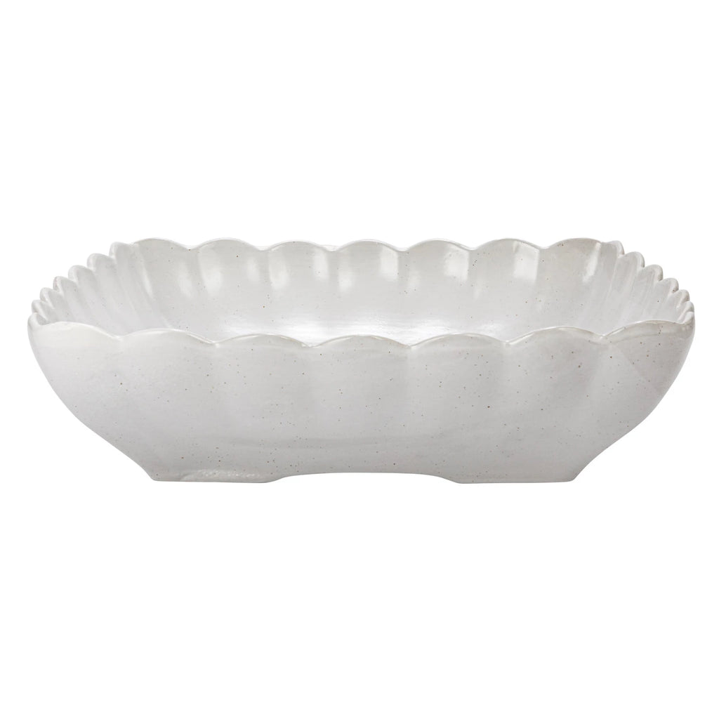 Stoneware Serving Dishes w/ Scalloped Edge