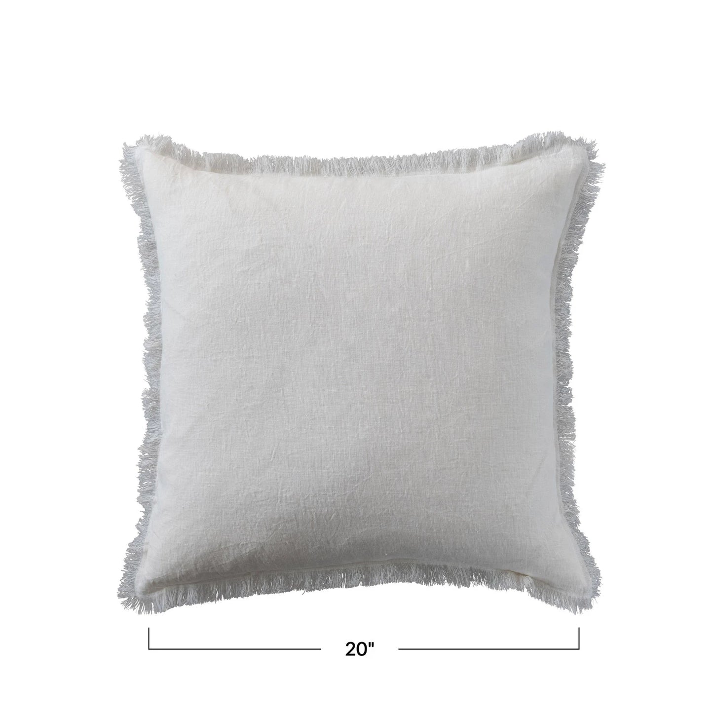 Square Stonewashed Linen Pillow w/ Fringe