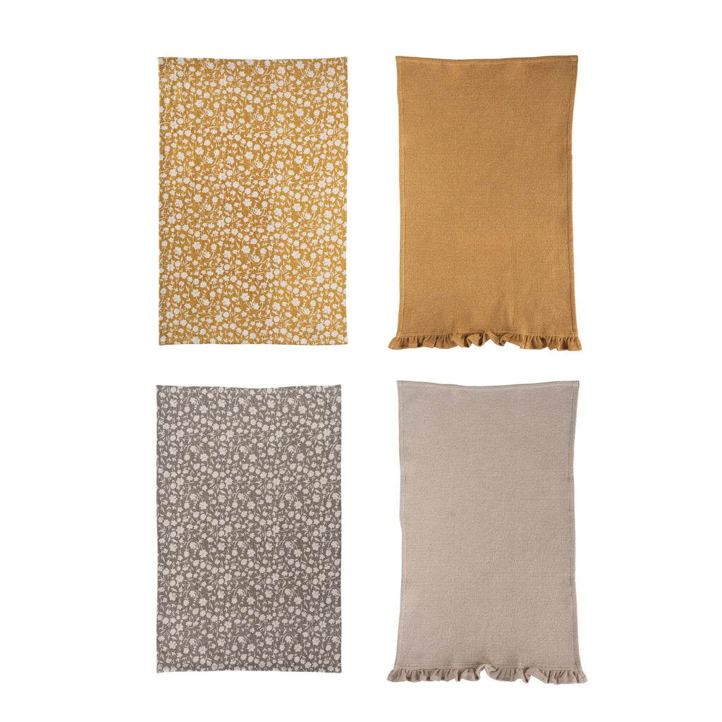 Cotton Slub Printed & Cotton Waffle Tea Towels w/ Ruffle & Loops | Bridal Shower Maelynn McKinney & Harrison Lee