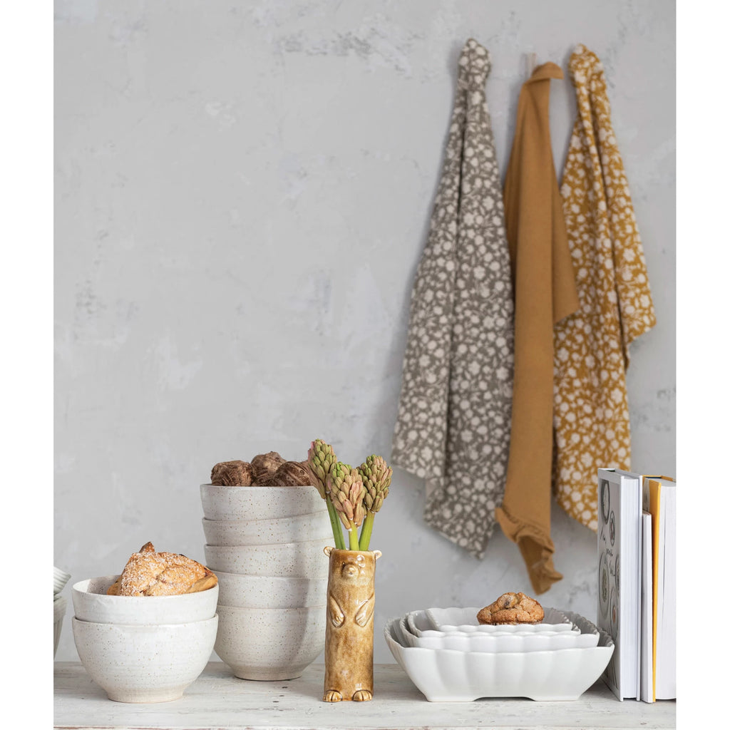 Cotton Slub Printed & Cotton Waffle Tea Towels w/ Ruffle & Loops | Bridal Shower Maelynn McKinney & Harrison Lee