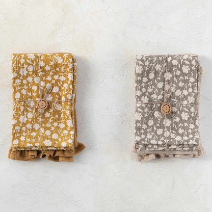 Cotton Slub Printed & Cotton Waffle Tea Towels w/ Ruffle & Loops | Bridal Shower Kloye Sonmor & Levi Birdwell