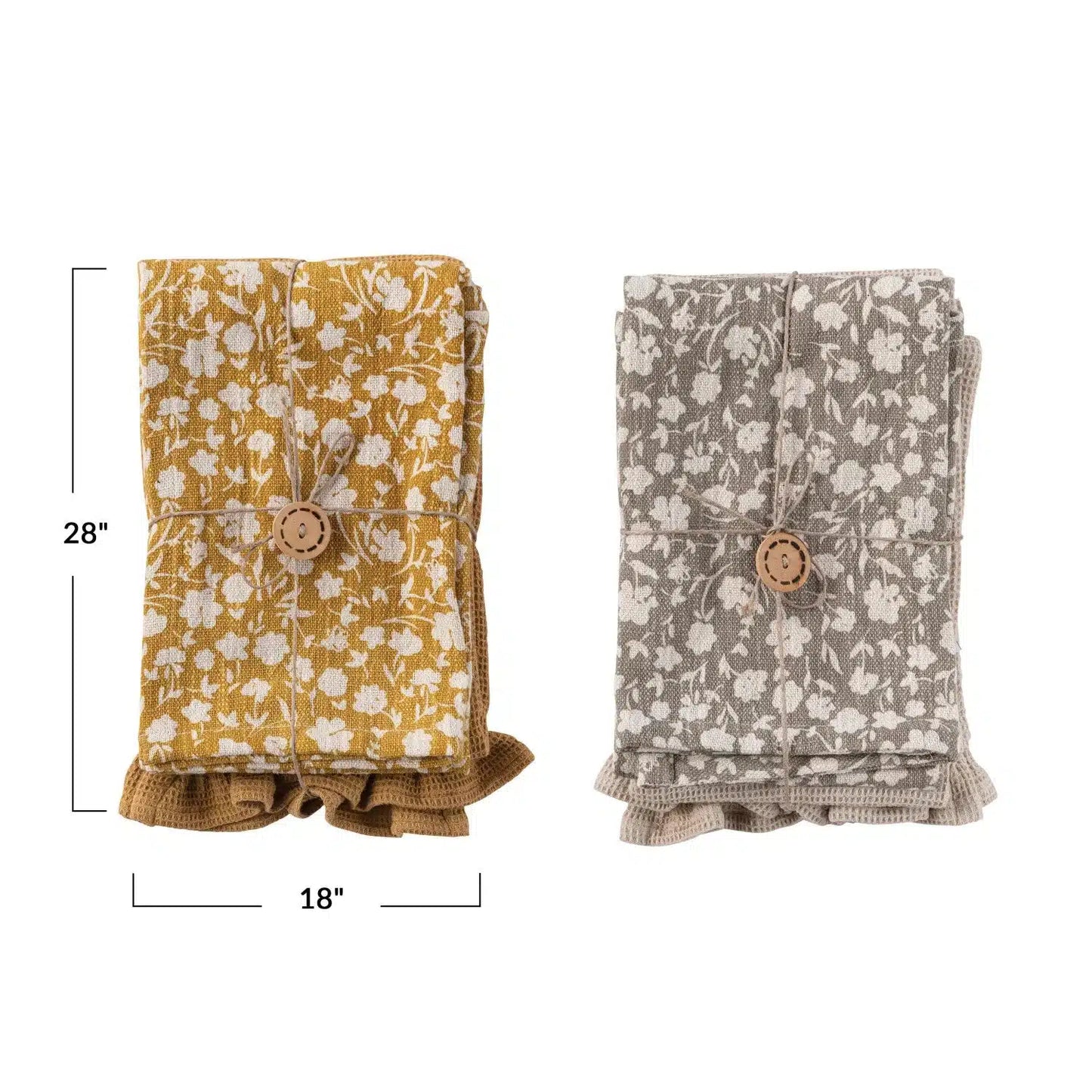 Cotton Slub Printed & Cotton Waffle Tea Towels w/ Ruffle & Loops | Bridal Shower Kloye Sonmor & Levi Birdwell