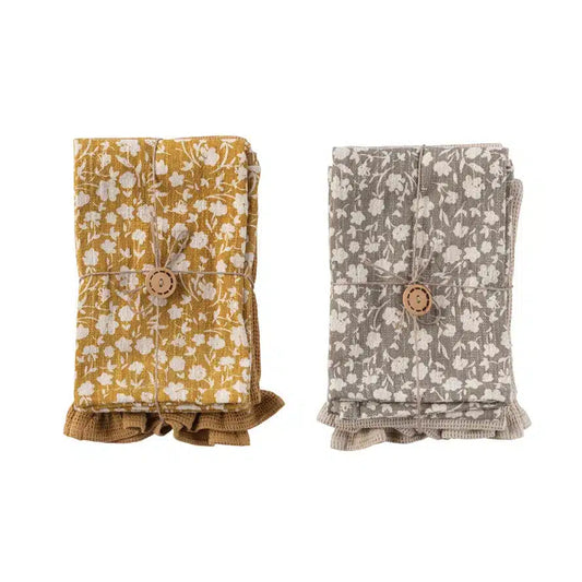 Cotton Slub Printed & Cotton Waffle Tea Towels w/ Ruffle & Loops | Bridal Shower Hannah Hall & Mikel Carter