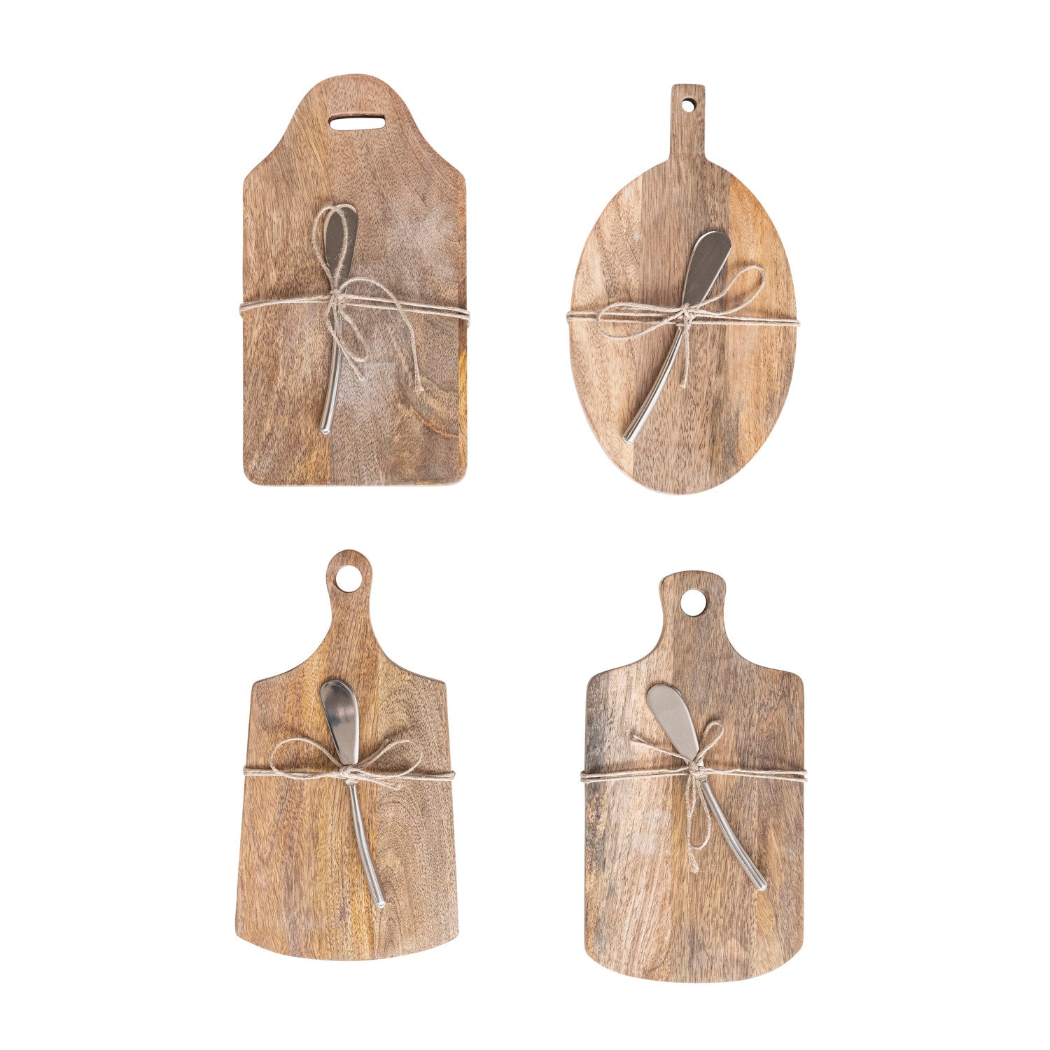 Mango Wood Cheese/Cutting Board w/ Handle & Canape Knife, 4 Styles, Set of 2 | Bridal Shower Maelynn McKinney & Harrison Lee