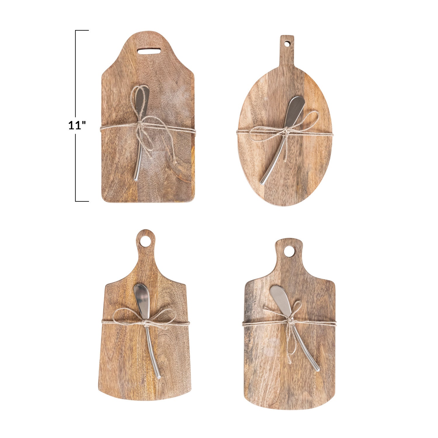 Mango Wood Cheese/Cutting Board w/ Handle & Canape Knife, 4 Styles, Set of 2 | Bridal Shower Maelynn McKinney & Harrison Lee
