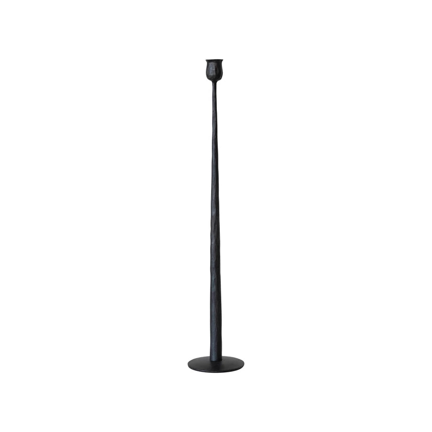 Hand-Forged Cast Iron Taper Holders, Black