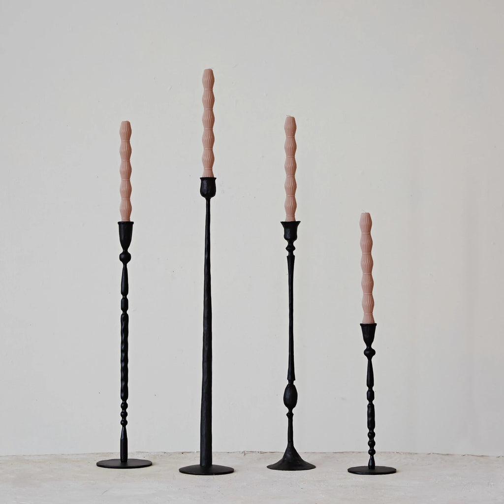 Hand-Forged Cast Iron Taper Holders, Black