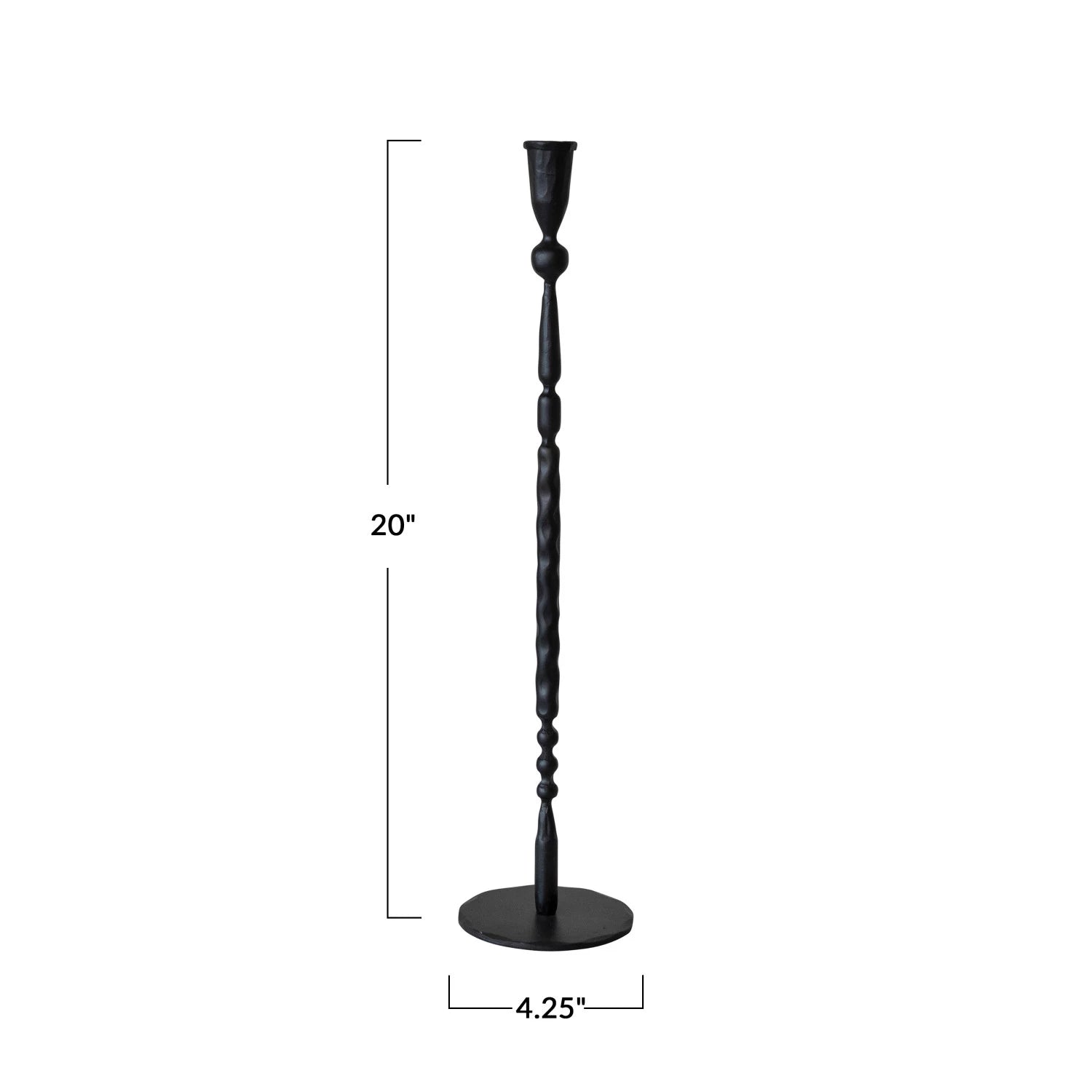 Hand-Forged Cast Iron Taper Holders, Black