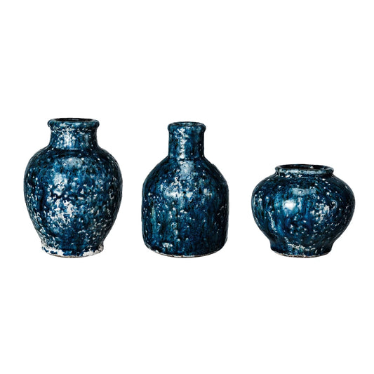 Decorative Terra-cotta Vases, Set of 3 (Each One Will Vary)