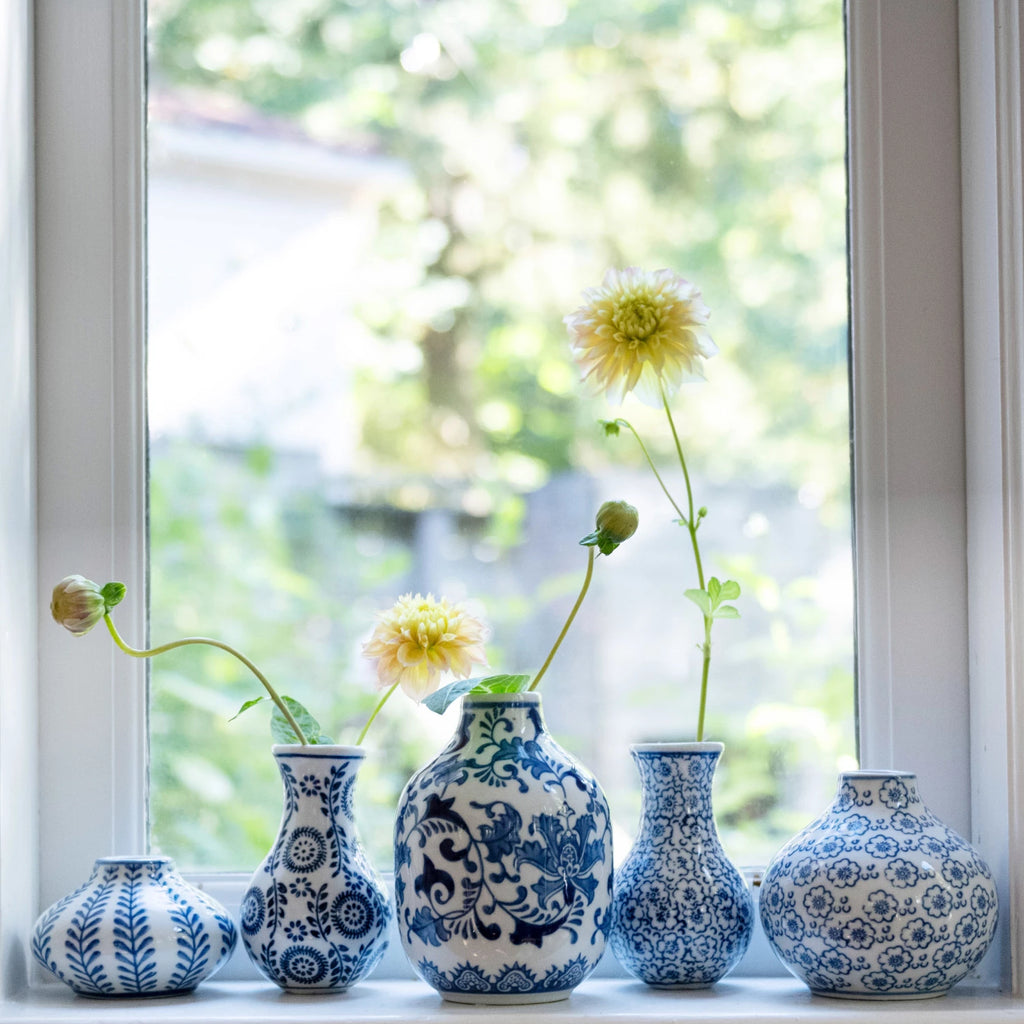 Hand-Stamped Stoneware Vases, Set of 3