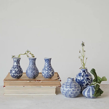 Hand-Stamped Stoneware Vase, 3 Styles