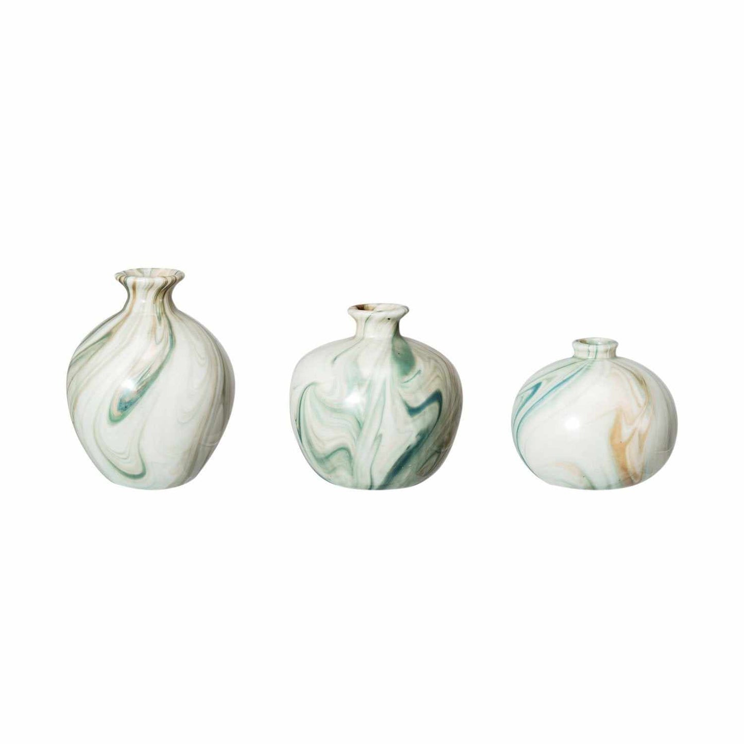 Stoneware Vases w/ Marbled Design, Set of 3