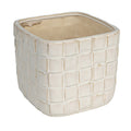 Stoneware Planter w/ Woven Pattern (Holds 6" Pot)
