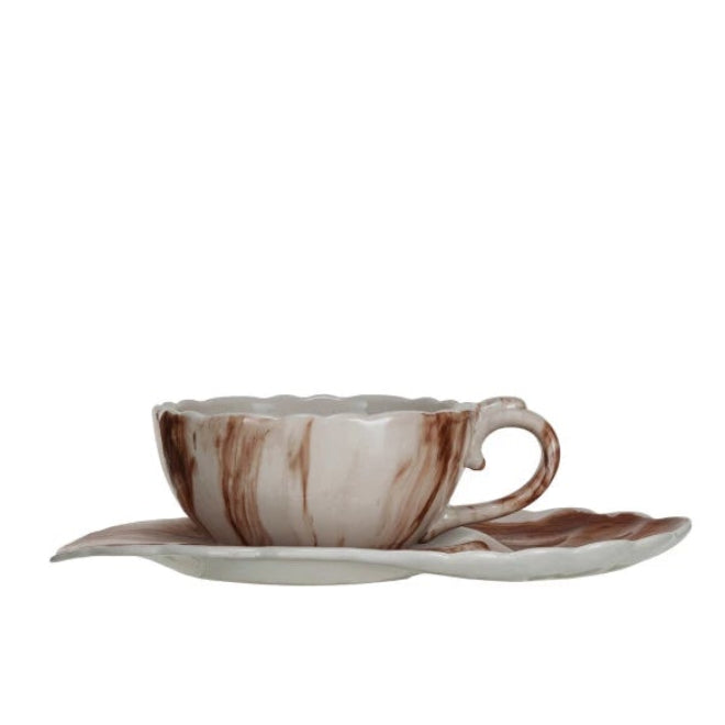 Stoneware Teacup w/ Leaf Shaped Saucer | Bridal Shower Lexi Hutchins & Kain Yates