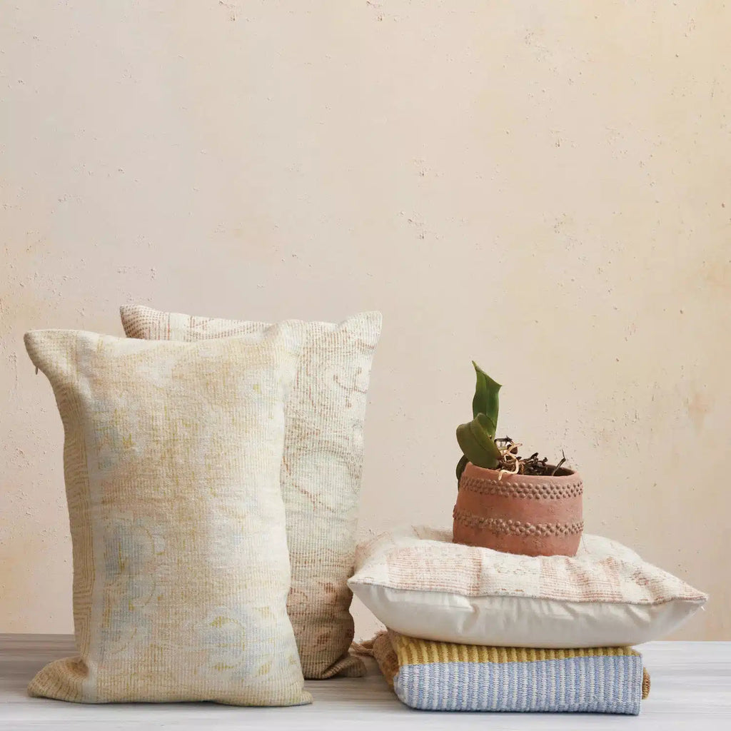 Cotton Chenille Distressed Print Lumbar Pillows