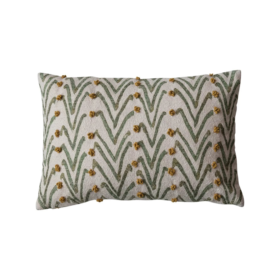 Woven Cotton Blend Printed Lumbar Pillow