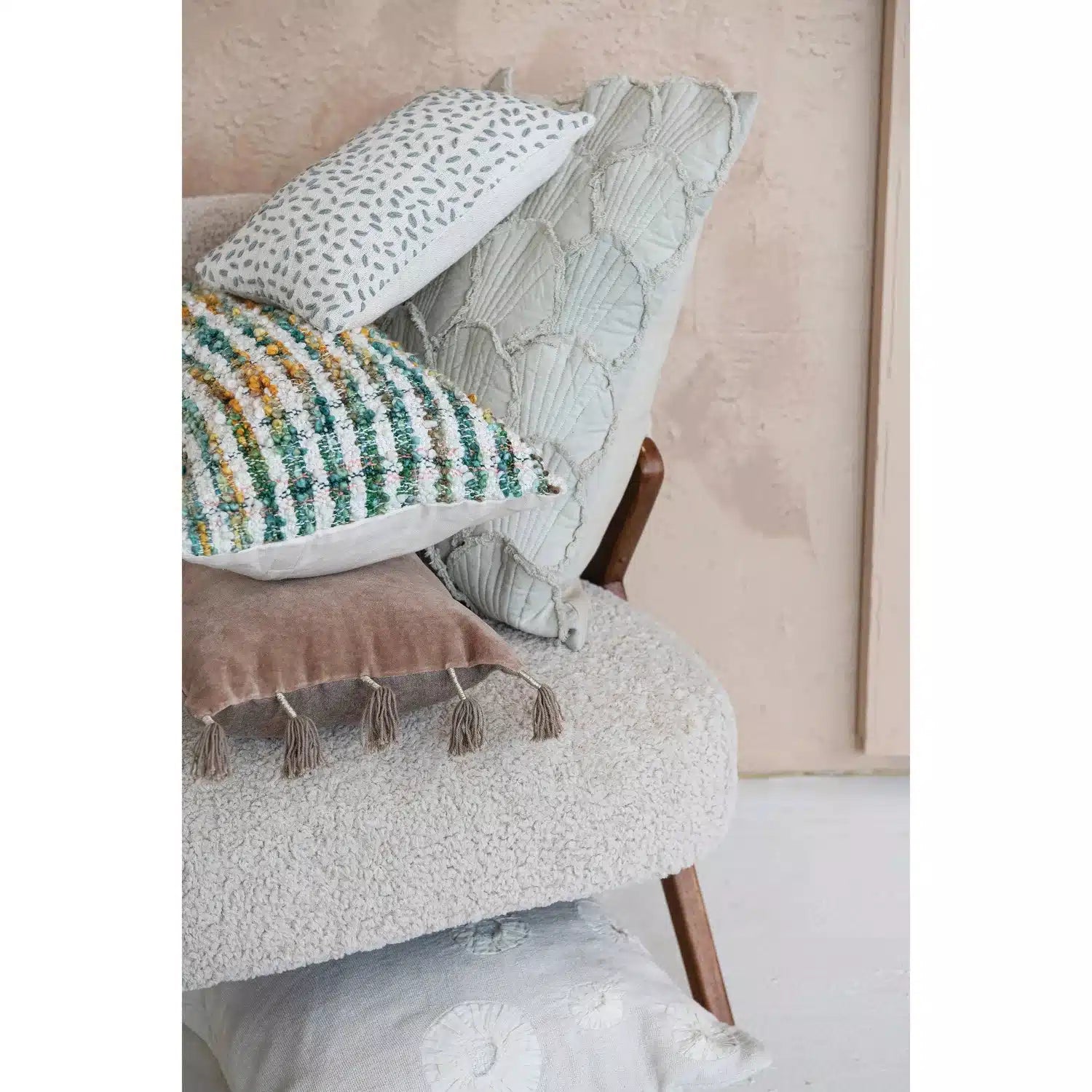 Hand-Embroidered & Stitched Lumbar Pillow