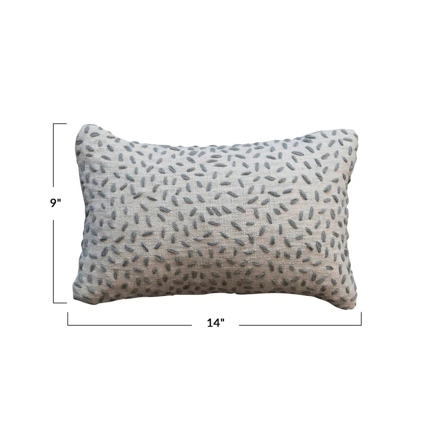 Hand-Embroidered Cotton Kantha Stitch Lumbar Pillow
